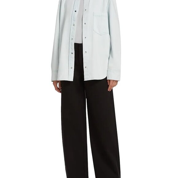 VINCE Twill Snap-Front pale blue denim Overshirt TOP size XS - Picture 2 of 13